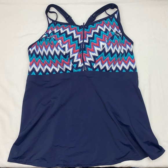 Swimsuits For All Bra Size Zip Front Tankini 46C - Picture 2 of 12